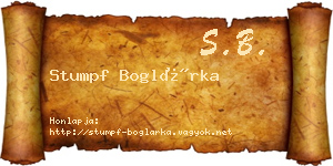 Stumpf Boglárka névjegykártya
